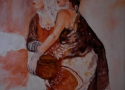 Twins take water!!....Oil painting.....Edel